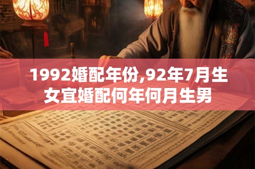 1992婚配年份,92年7月生女宜婚配何年何月生男 1992婚配年份,92年7月生女宜婚配何年何月生男