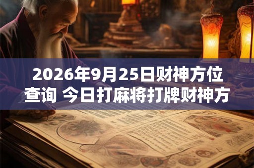 2026年9月25日财神方位查询 今日打麻将打牌财神方位
