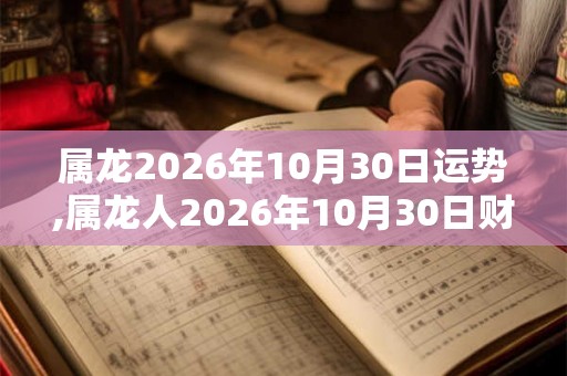 属龙2026年10月30日运势,属龙人2026年10月30日财运,生肖龙2026年10月30日运势
