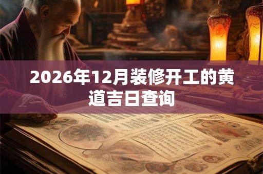 2026年12月装修开工的黄道吉日查询 2026年12月装修开工的黄道吉日查询