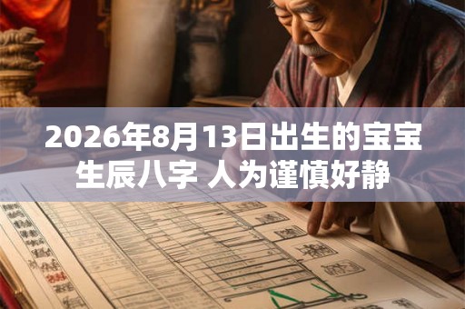 2026年8月13日出生的宝宝生辰八字 人为谨慎好静
