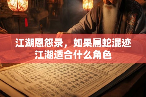 江湖恩怨录,如果属蛇混迹江湖适合什么角色 江湖恩怨录,如果属蛇混迹江湖适合什么角色