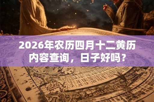 2026年农历四月十二黄历内容查询，日子好吗？
