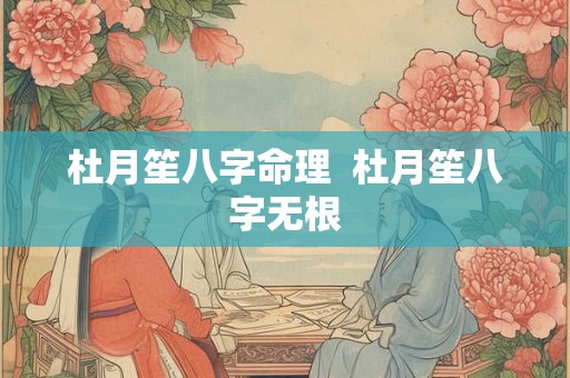 杜月笙八字命理  杜月笙八字无根