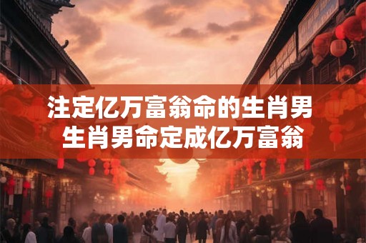 注定亿万富翁命的生肖男 生肖男命定成亿万富翁