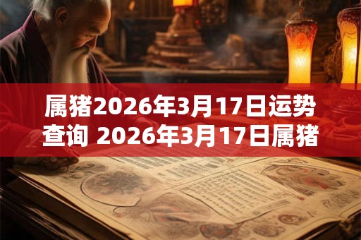 属猪2026年3月17日运势查询 2026年3月17日属猪运气详解