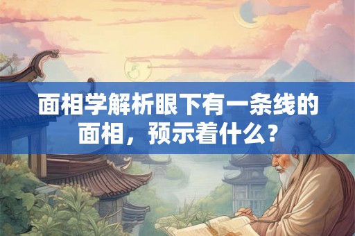 面相学解析眼下有一条线的面相，预示着什么？