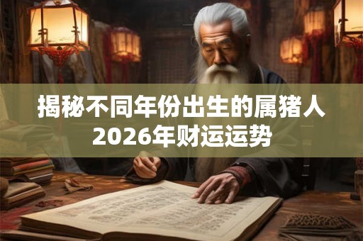 揭秘不同年份出生的属猪人2026年财运运势