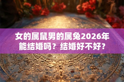 女的属鼠男的属兔2026年能结婚吗?结婚好不好? 女的属鼠男的属兔2026年能结婚吗?结婚好不好?