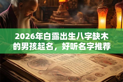 2026年白露出生八字缺木的男孩起名，好听名字推荐