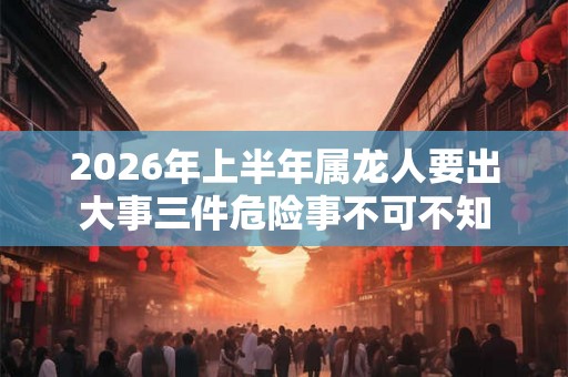 2026年上半年属龙人要出大事三件危险事不可不知 2026年上半年属龙人要出大事三件危险事不可不知