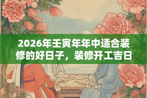 2026年壬寅年年中适合装修的好日子，装修开工吉日怎么看？