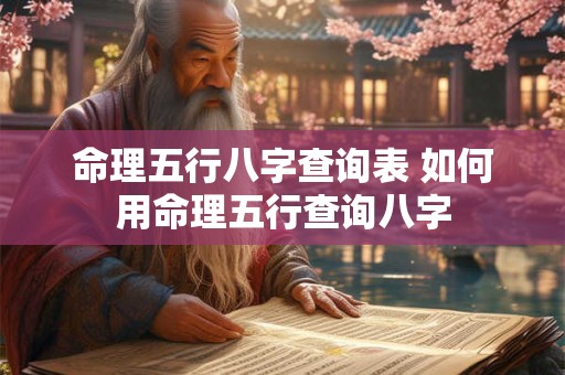 命理五行八字查询表 如何用命理五行查询八字