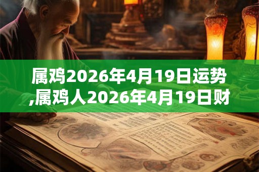 属鸡2026年4月19日运势,属鸡人2026年4月19日财运,生肖鸡2026年4月19日运势