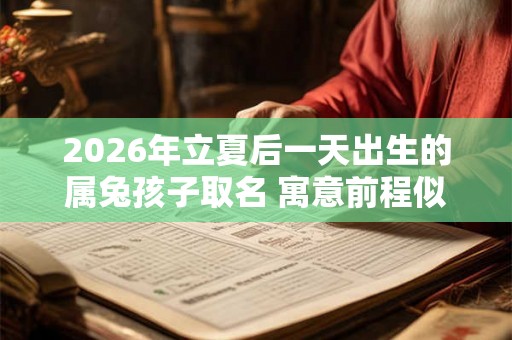 2026年立夏后一天出生的属兔孩子取名 寓意前程似锦的名字