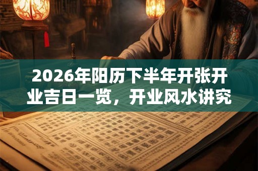 2026年阳历下半年开张开业吉日一览，开业风水讲究什么？