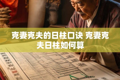 克妻克夫的日柱口诀 克妻克夫日柱如何算