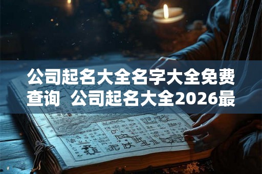 公司起名大全名字大全免费查询  公司起名大全2026最新版的免费