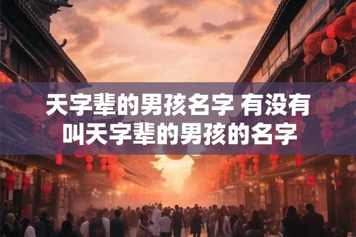 天字辈的男孩名字 有没有叫天字辈的男孩的名字