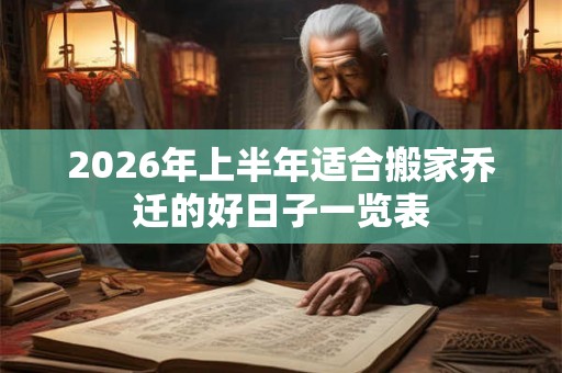 2026年上半年适合搬家乔迁的好日子一览表