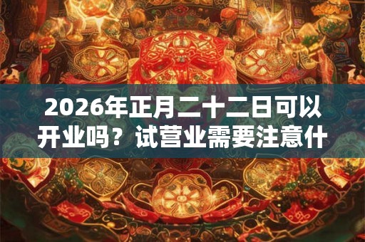 2026年正月二十二日可以开业吗？试营业需要注意什么？