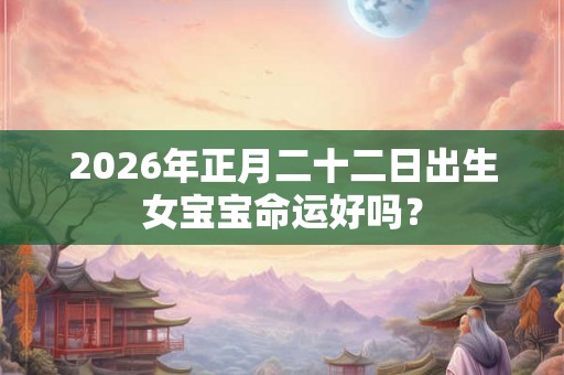 2026年正月二十二日出生女宝宝命运好吗？