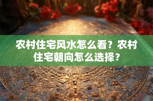 农村住宅风水怎么看？农村住宅朝向怎么选择？