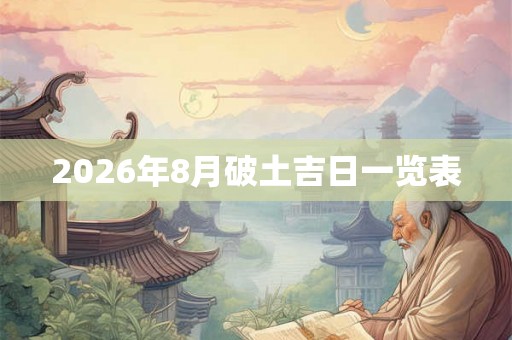 2026年8月破土吉日一览表