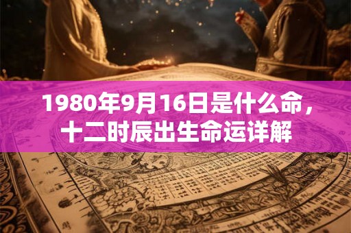 1980年9月16日是什么命，十二时辰出生命运详解