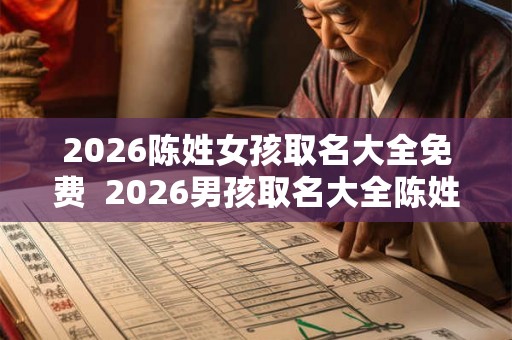 2026陈姓女孩取名大全免费  2026男孩取名大全陈姓