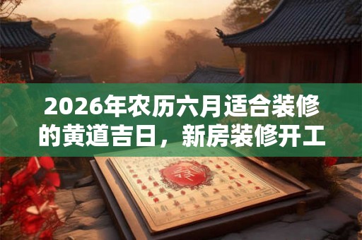 2026年农历六月适合装修的黄道吉日，新房装修开工风水仪式