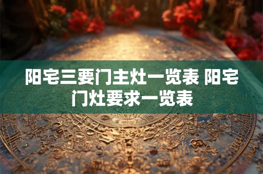 阳宅三要门主灶一览表 阳宅门灶要求一览表