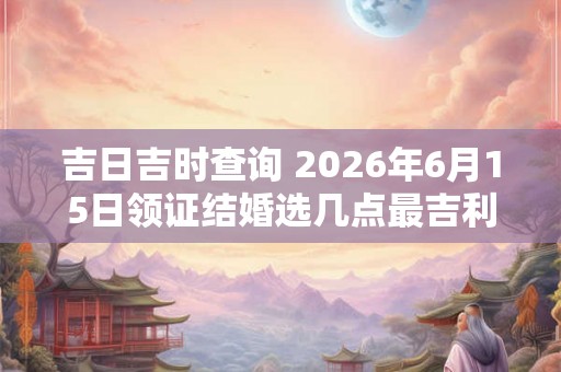 吉日吉时查询 2026年6月15日领证结婚选几点最吉利 吉日吉时查询 2026年6月15日领证结婚选几点最吉利