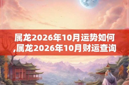 属龙2026年10月运势如何,属龙2026年10月财运查询