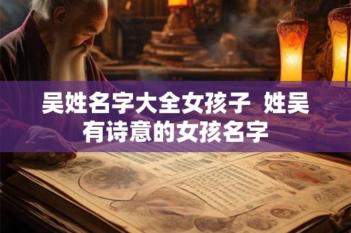 吴姓名字大全女孩子  姓吴有诗意的女孩名字