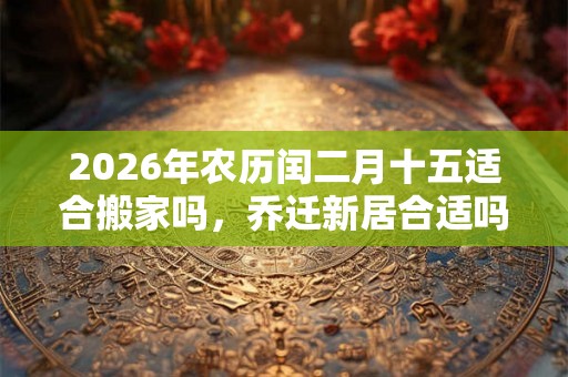 2026年农历闰二月十五适合搬家吗,乔迁新居合适吗? 2026年农历闰二月十五适合搬家吗,乔迁新居合适吗?