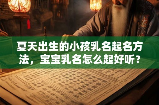 夏天出生的小孩乳名起名方法，宝宝乳名怎么起好听？