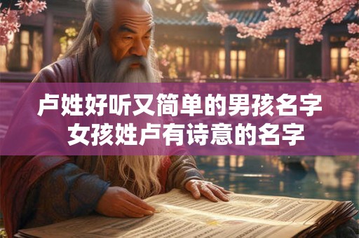 卢姓好听又简单的男孩名字  女孩姓卢有诗意的名字