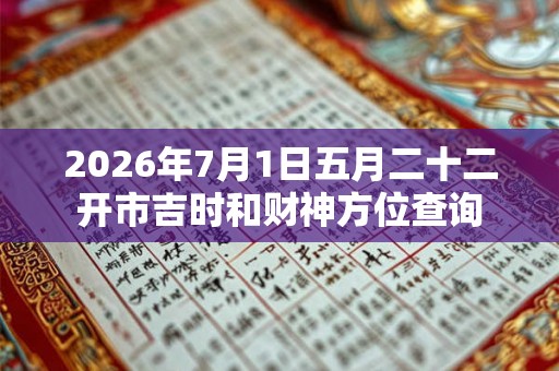 2026年7月1日五月二十二开市吉时和财神方位查询 2026年7月1日五月二十二开市吉时和财神方位查询