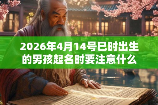 2026年4月14号巳时出生的男孩起名时要注意什么
