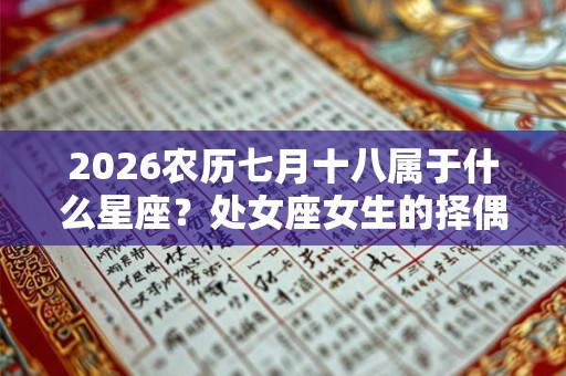 2026农历七月十八属于什么星座？处女座女生的择偶标注是？