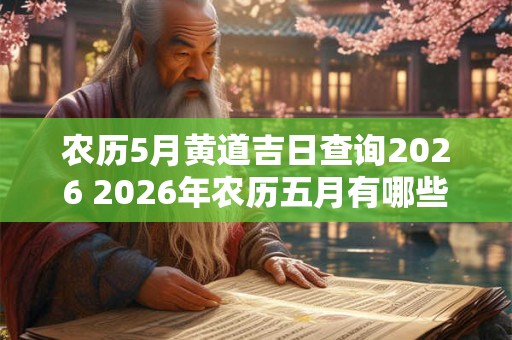 农历5月黄道吉日查询2026 2026年农历五月有哪些黄道吉日可以查询 农历5月黄道吉日查询2026 2026年农历五月有哪些黄道吉日可以查询