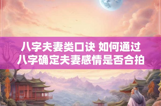 八字夫妻类口诀 如何通过八字确定夫妻感情是否合拍 八字夫妻类口诀 如何通过八字确定夫妻感情是否合拍