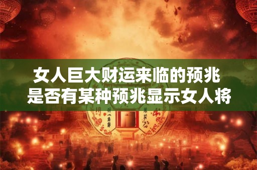 女人巨大财运来临的预兆 是否有某种预兆显示女人将迎来巨大财运