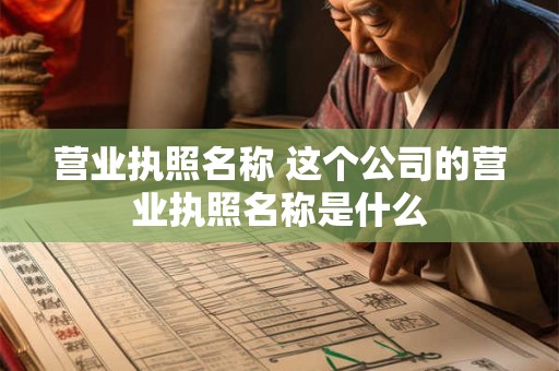 营业执照名称 这个公司的营业执照名称是什么
