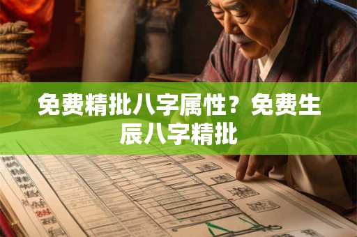 免费精批八字属性？免费生辰八字精批