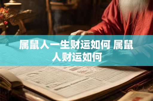 属鼠人一生财运如何 属鼠人财运如何