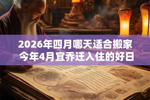 2026年四月哪天适合搬家 今年4月宜乔迁入住的好日子