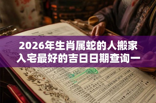 2026年生肖属蛇的人搬家入宅最好的吉日日期查询一览
