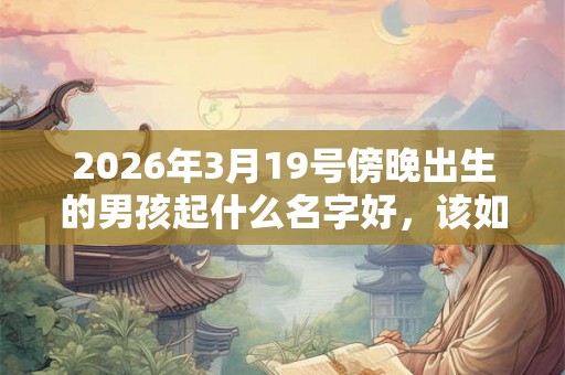 2026年3月19号傍晚出生的男孩起什么名字好，该如何取名？